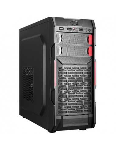 Carcase HPC HPC B-09 ATX Case, (500W, 24 pin, 1x 8pin(4+4), 2xSATA, 2xIDE, 12cm fan), 1xUSB3.0, 2xUSB2.0 HD Audio, Black + Red