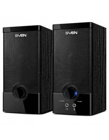 Boxe 2.0 SVEN SPS-603 Black, 2.0 2x3W RMS, USB power supply, headphone and microphone jack, wooden, 2.1