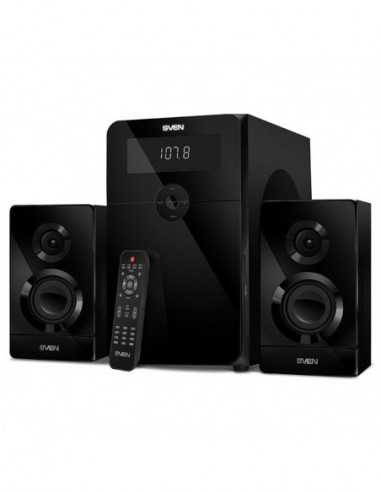 Boxe 2.1 SVEN MS-2250 Black, 2.1 50W + 2x15W RMS, Bluetooth, FM-tuner, USB SD card Input, Digital LED display, built-in clock