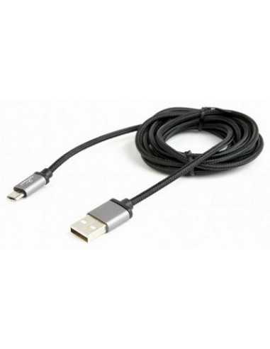 Cabluri USB, periferice Cable micro USB2.0 Cotton braided - 1.8m - Cablexpert CCB-mUSB2B-AMBM-6, Black, Professional series, USB