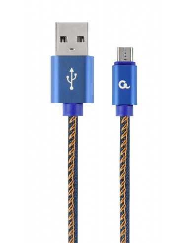 Cabluri USB, periferice Cabluri USB, periferice Cable USB2.0Micro-USB Premium Jeans - 2m - Cablexpert CC-USB2J-AMmBM-2M-BL, Blue