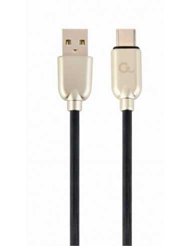 Cabluri USB, periferice Cable USB2.0Type-C Premium Rubber - 2m - Cablexpert CC-USB2R-AMCM-2M, Black, USB 2.0 A-plug to type-C pl