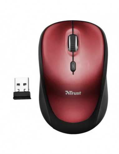 Мыши Trust Trust Yvi Wireless Mouse-Red- 8m 2.4GHz- Micro receiver- 800-1600 dpi- 4 button- Rubber sides for comfort and grip- U