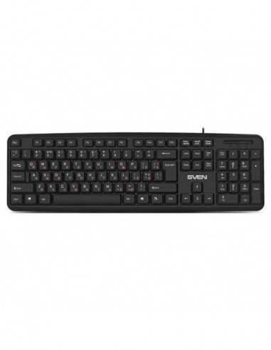 Tastaturi SVEN SVEN KB-S230, Keyboard, Waterproof construction, 104 keys, 2m, USB, Black, RusUkrEng