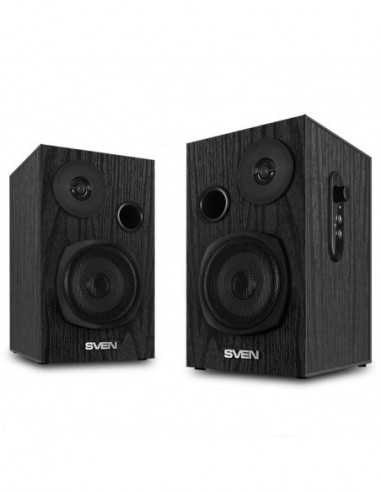Boxe 2.0 SVEN SPS-585 Black, 2.0 2x10W RMS, Headphone input, volume control, wooden, (3+1)
