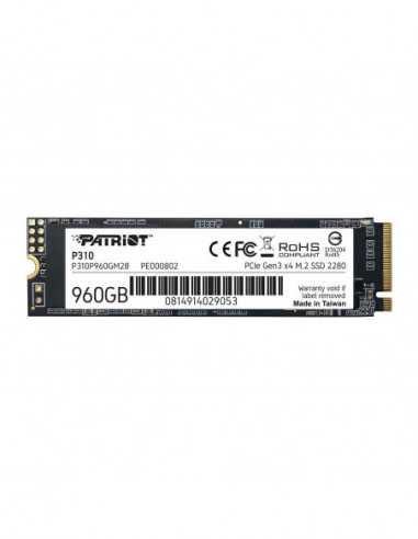 M.2 PCIe NVMe SSD M.2 PCIe NVMe SSD M.2 NVMe SSD 960GB Patriot P310, Interface: PCIe3.0 x4 NVMe 1.3, M2 Type 2280 form factor,