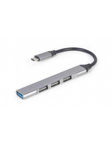 Hub-uri USB Gembird UHB-CM-U3P1U2P3-02, USB Type-C 4-port USB hub (USB3 x 1 port, USB2 x 3 ports), silver