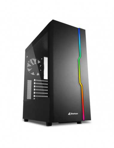 Carcase Sharkoon Sharkoon RGB SLIDER Black ATX Case, with Side Panel of Tempered Glass, without PSU, Tool-free, Cable Managemen