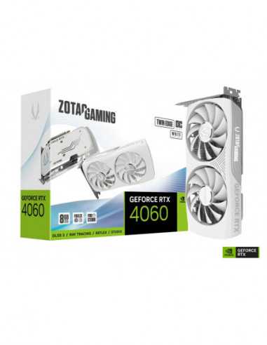 Видеокарты ZOTAC ZOTAC GeForce RTX 4060 Twin Edge OC White Edition 8GB GDDR6- 128bit- 249017000Mhz- Ada LovelaceDLSS3- PCIeX16 4