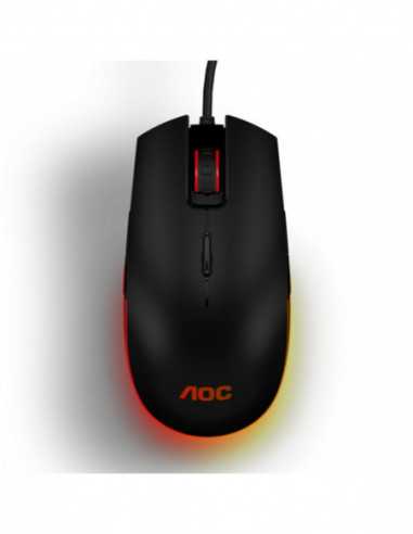 Mouse-uri AOC Mouse-uri AOC AOC AGM500 Gaming Mouse, Black, 400–5000 DPI, Pixart PMW3325 sensor, RGB Logo, 8 x button mouse,