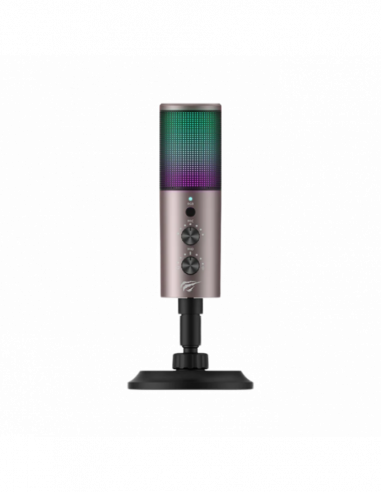 Streaming și podcasting Microphones Havit GK61, Cardioid, 100Hz-18kHz, -33±2dB, Touch mute key, 1.8m. RGB, USB, BlackOchre