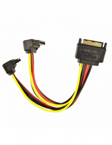 Компьютерные кабели внутренние Cable SATA power splitter cable with angled output connectors- 0.15 m- Cablexpert CC-SATAM2F-02