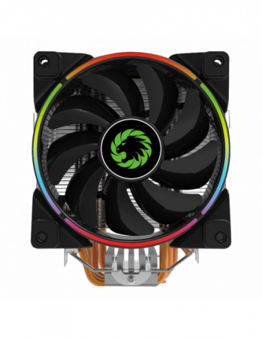 Cooler Intel/AMD AC Gamemax Gamma 500-Rainbow (lt 26.3dBA, 1000-1800RPM, 51.18CFM, 120mm, RGB, 5x6mm, 187W, 600g.)