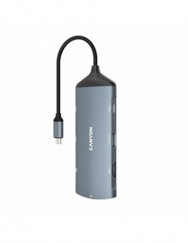 Cuplare și conectare Docking Station Canyon DS-15, 8-in-1, 2xUSB 3.1, 1xUSB 2.0, 1xType C, LAN, HDMI, SDTF, 3.5mm, PD