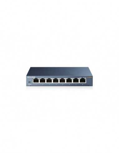 Comutatoare negestionate 10-100-1000 Mbps TP-LINK TL-SG108 8-port Gigabit Switch 8 101001000M RJ45 ports steel case QoS IG