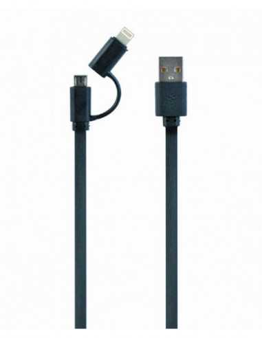 Кабели USB, периферия Cable USB2.0 combo (2 in 1) - 1m - Cablexpert CC-USB2-AMLM2-1m, USB 2.0 A-plug to 8-pin male connector (fo