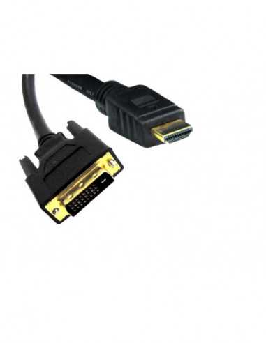 Видеокабели HDMI / VGA / DVI / DP Cable HDMI-DVI - 1.5m - Brackton Basic DHD-SKB-0150.B, 1.5m, DVI-D cable 24+1 to HDMI 19 pin, 