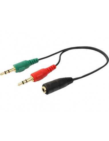 Аудио: кабели, адаптеры Audio cable 3.5mm - 0.2 m - Cablexpert CCA-418, 3.5mm 4-pin socket to 2 x 3.5 mm stereo plug adapter cab