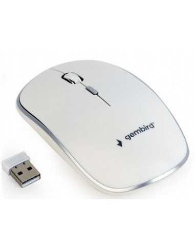 Игровые мыши GMB Gembird MUSW-4B-01-W, Wireless Optical Mouse, 2.4GHz, 4-button, 80012001600dpi, Nano Reciver, USB, White