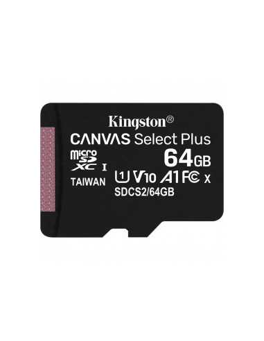 Безопасные цифровые карты микро 64GB microSD Class10 A1 UHS-I U1 (V10) Kingston Canvas Select Plus, 600x, Up to: 100MBs