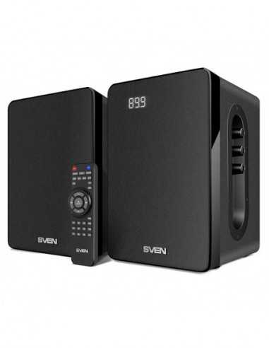 Колонки 2.0 SVEN SPS-710 Black, 2.0 2x20W RMS, Bluetooth, FM, USBSD, Display, RC Control panel on the active speaker side pane