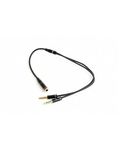 Аудио: кабели, адаптеры Audio cable 3.5mm - 0.2 m - Cablexpert CCA-418M, 3.5mm 4-pin socket to 2 x 3.5 mm stereo plug adapter ca