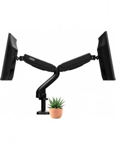 Arm for 2 monitors 13-31.5- AOC AD110D0 Black- Desk ClampGrommet- Aluminum structure- Gas spring- Height adjustment- Max.Load: