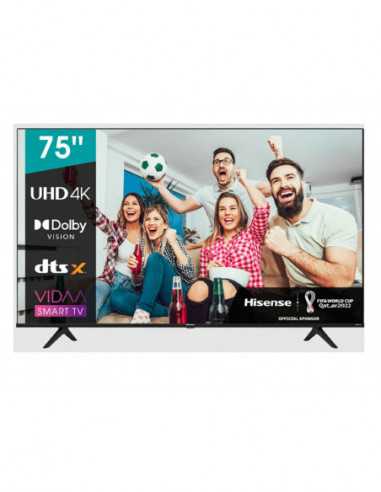 Televizoare 75 LED TV Hisense 75A6BG Black (3840x2160 UHD MR 120Hz SMART TV (VIDAA OS) 3 x HDMI2.0 2 x USB Wi-Fi (2.4GHz