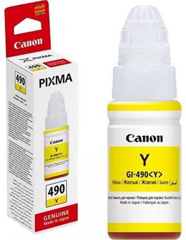 Ink Bottle Canon GI-490 Y (0666C001), yellow, 70ml for G1400/1410/G2410/G2411/G2415/G3410/G3411/G3415/G4411, 7000 p.