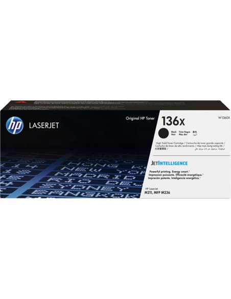 HP 136X (W1360X) Black Cartridge for HP LJ 211, M212, M236, 2600 p.