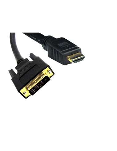 Cable HDMI-DVI - 2m - Brackton ”Basic” DHD-SKB-0200.B, 2m, DVI-D cable 24+1 to HDMI 19 pin, m/m, double-shielded 1080i, pasti...