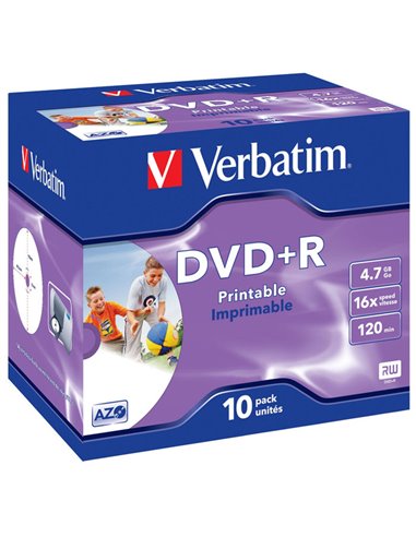 Verbatim DataLifePlus DVD+R AZO 4.7GB 16X WIDE PRINTABLE SURFACE - Jewel Case 10pcs.