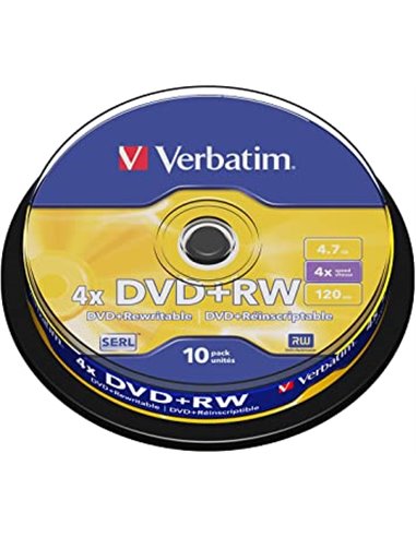 Verbatim DataLifePlus DVD+RW SERL4.7GB 4X MATT SILVER SURFAC - Spindle 10pcs.