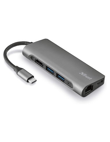 Adaptor Multiport Trust Dalyx/ USB-C/ 1xUSB-C/ 2xUSB-A/ HDMI/ RJ45/ SD/ microSD