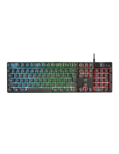 Trust Gaming GXT 835, Full size gaming keyboard with rainbow wave illumination, Backlight (RGB), US, 1.8m, USB, Black