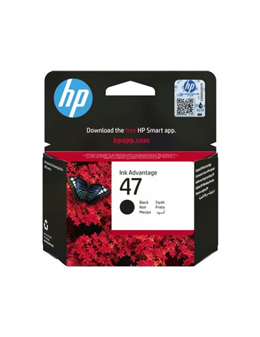 HP47 (6ZD21AE) Original Ink Cartridge Black for HP DeskJet Ink Advantage 4800, 1300 pages.