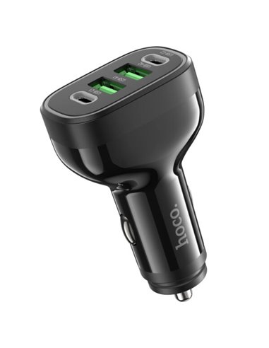 USB автомобильное зарядное устройство HOCO ”NZ11 Guide” / 2xUSB + 2xUSB-C / 72W / up to PD36W / QC3.0 / Black