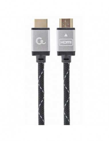 Cabluri video HDMI - VGA - DVI - DP Blister retail HDMI to HDMI with Ethernet CablexpertSelect Plus Series 1.0m 4K UHD CCB-HD