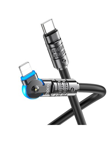 Cablu USB-C la Lighning HOCO “U118 Triumph” / 1.2m / Zinc alloy / 27W / Black