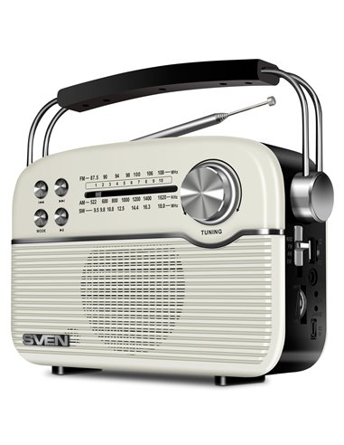 Boxa portabila SVEN SRP-500, White / 3W / Bluetooth / FM/AM/SW Radio / USB / microSD