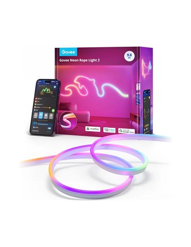 Lumina neon de tip franghie GOVEE Neon Rope Strip Ligth 2 / 5m / Multicolor / Wi-Fi + BT / White,