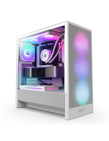 Компьютерный корпус NZXT H5 Flow RGB, Midi-Tower, Без блока питания, Белый