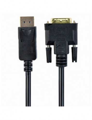 Адаптеры Cable DP to DVI 1.0m- Cablexpert- CC-DPM-DVIM-1M- Black
