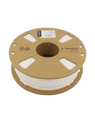 Filament pentru imprimantă 3D Gembird 3DP-PLA-01-MTW, PLA, Alb Mată, 1.75 mm, 1kg