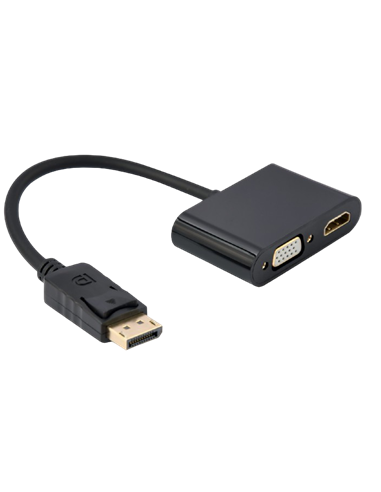 Adaptor Cablexpert A-DPM-HDMIFVGAF-01, DisplayPort (M) - HDMI (F) + VGA (F), 0.1m, Negru