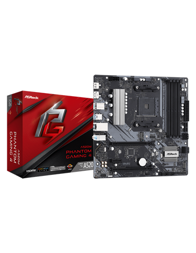 Материнская плата ASRock A520M PHANTOM GAMING 4, AM4, AMD A520, Micro-ATX