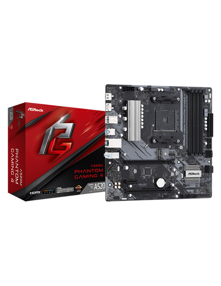 Материнская плата ASRock A520M PHANTOM GAMING 4, AM4, AMD A520, Micro-ATX