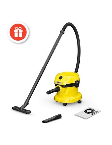 Пылесос Karcher WD 2 Plus V-12/4/18 + Фильтр-мешки KFI 357, Жёлтый