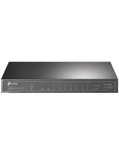 10-port 10/100/1000Mbps POE+ Switch TP-LINK "TL-SG1210P", 8 PoE+ ports, 63W Budget, SFP, Steel Case