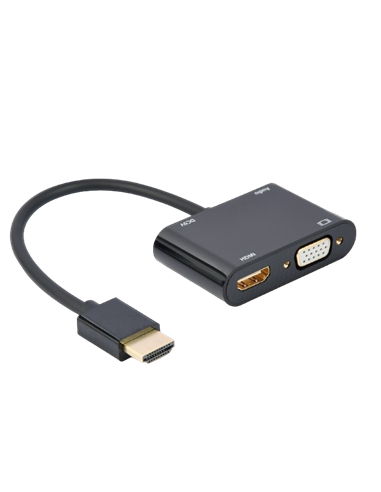 Переходник Cablexpert A-HDMIM-HDMIFVGAF-01, HDMI (M) - HDMI (F) + VGA, 0.15 м, Чёрный